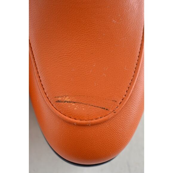 Gucci Brixton Collapsible Deep Orange Leather Horsebit Slipper Flat Loafer 36 - Picture 12 of 16